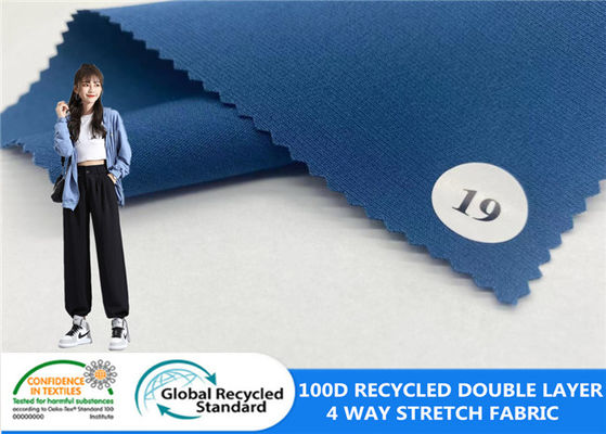 100D Çift Katmanlı Polyester Geri Dönüşümlü Plastik Şişe Kumaş Günlük Pantolon Spor Pantolon Kumaş