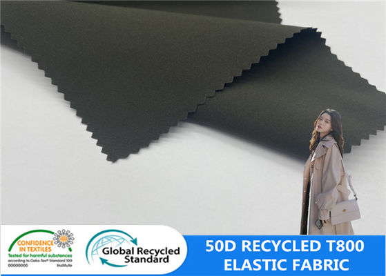 50D 100% Geri Dönüşümlü Plastik Şişe Kumaşı T800 Polyester Streç Rüzgarlık Suya Dayanıklı Elastik Kumaş